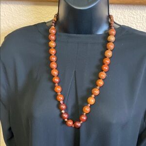 Brown Beaded Necklace with Spherical Stones